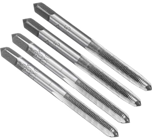QUARKZMAN 4 teiliges Hand Gewindebohrer Set, M4x0,5 Metrisch Gewindeschneider, Rechtshänder Legierter Werkzeugstahl, Geradnut-Vorschneider(VB) und Mittelschneider(MB)