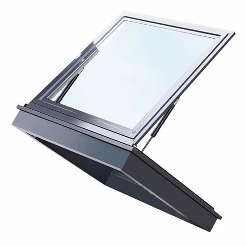 Puits de lumière manuel à ouverture 0-80 °, couvercle de puits de lumière à toit plat, couvercle de puits de fenêtre de sortie robuste, fenêtre de visualisation de toit multi-angles et puits de lumièr