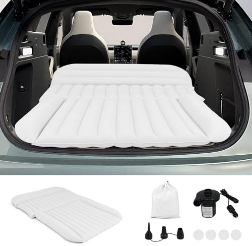 COSTWAY Auto Matratze, 190 x 130 cm SUV Luftmatratze doppelseitig, aufblasbares Luftbett mit Luftpumpe & Tragetasche, Automatratze für Kofferraum, Camping, Reisen, Outdoor (Beige)