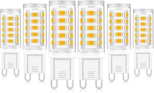 Tailcas G9 LED Lampe Warmweiß 3000K Birne, ersatz 50W G9 Halogenlampe, 5W Glühbirne G9 LED Leuchtmittel 450 Lumen Warmweiss, AC 220-240V, Kein Flackern Nicht Dimmbar, 6er Pack Mini Glühlampe