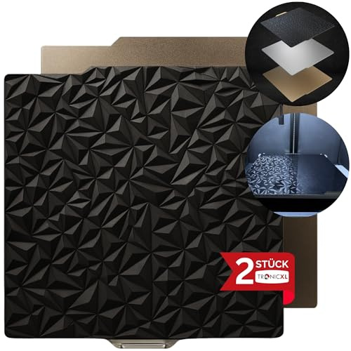 TronicXL 2 Stück passend für Bambulab Druckplatte Doppelseitig Texturiert PEI + Glattes PEO 257x257mm I Magnetisch Spring Steel Druckbett für Bambu Lab Effekt Diamond A1 P1P P1S X1 3D Drucker Platte