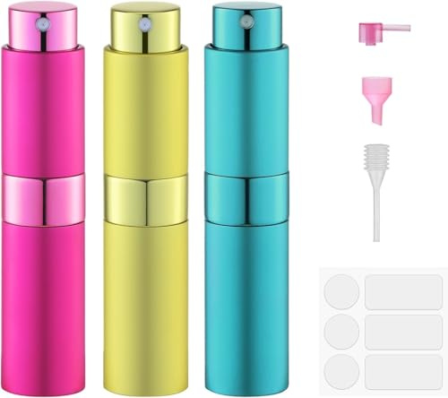 Lulupack Travel Perfume Atomiser Refillable - Mini Perfume Refill Spray Bottles for Aftershave - Small Travel Size Portable Fragrance Bottle - Empty Cologne Filler Atomiser for Man 8ml 3PCS Yellow
