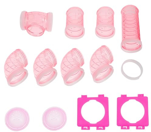 HOODANCOS Hamsterkäfig Röhren aus Kunststoff 12 Stück Rosa Selbstgemacht Hamsterspielzeug für Zwerghamster und Kleintiere Verknüpfbar Modularer Tunnel für Haustierkäfig