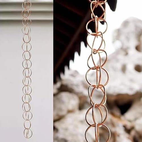 KIJyfgTR Regenketten aus Kupfer, für Außenrinnen, Regenumlenkerkette als Ersatz für traditionelle Fallrohre (Stil: 1.100 cm)