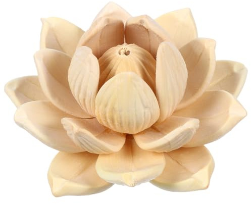 NOLITOY Adorno de Loto de Madera Tallada a Mano Decoración de Escritorio y Mesa Accesorio DIY de Madera de Boj Forma de Flor de Loto Adecuado para Hogar y Oficina Decoración Artesanal