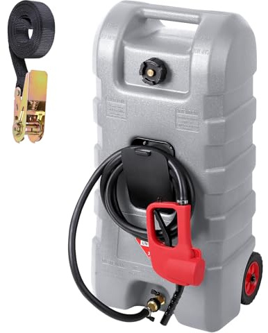 57L Portable Fuel Caddy with 10FT Hose & Wheels | Petrol Diesel Storage Can Fuel, Gas Fuel Tank Container with LE Fluid Transfer Siphon Pump, Petrol Canister for Cars Boats