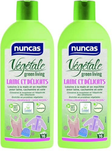Nuncas Végétale - Laine et Délicats - Détergent à la Main et Machine à Laver - 500ml (Lot de 2)