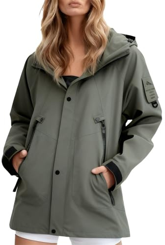Vestes de pluie pour femmes, veste de pluie légère et coupe-vent, coupe ample, tenue de randonnée avec capuche, grande taille 2026