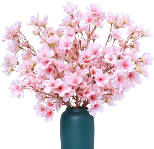 XIANNVXI 6pcs Fleurs Cerisier Artificielles Rose Fleur en Soie Cherry Blossom Branche