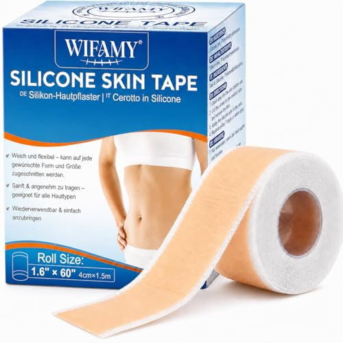 Silikon Narbenpflaster 4cm x 150 cm – Wiederverwendbar, Hautfarben, Wasserdicht, Hautfreundlich & Atmungsaktiv(1 Rolle)