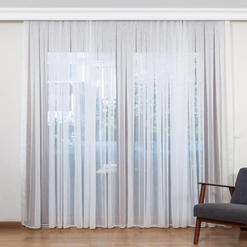 Transparente Voile Gardine – Lichtdurchlässiger Vorhang – Modernes Design – Verschiedene Größen (300x250)