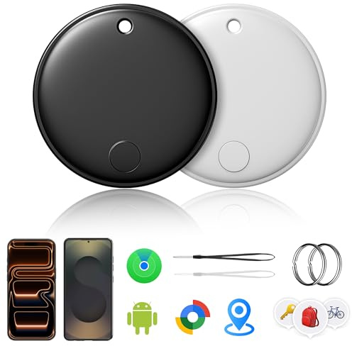 Smart Tracker Air Tag-4 Packs, Works with Apple Find My (iOS) & Google Find Hub (Android) Compatible, Bluetooth Item Finder, Item Locator, Replaceable Battery, for Key, Backpack (1 Black +1 White)