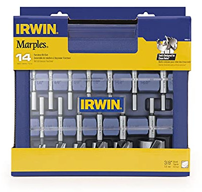 IRWIN Marples Forstner-Bit-Set, Holzbohrer, aus Kohlenstoffstahl, ideal für feine Holzbearbeitung, Schrankherstellung und mehr, 14-teilig (1966893)