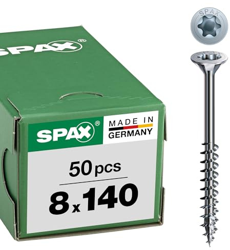 Träbyggskruv, 8 x 140 mm, 50 stycken, delgänga, försänkt huvud, T-STAR plus T40, 4CUT, WIROX – 0191010801405