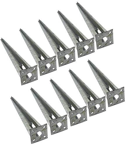 ESTEXO Einschlaghülsen 10er Pack, mit Kopfplatte, feuerverzinkt, für Zaunpfosten Ø 34 mm, Länge 50 cm