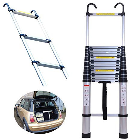 Extendable Ladder Aluminium 6.2m 20.3ft Portable Straight Telescoping Ladders with 2 Hooks Multipurpose Retractable Tall Save Space for Loft Attic Roof Builder Supplies Household