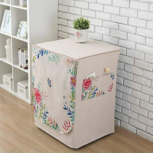 JRTILES Anti Staub Wasserdichter Reißverschluss Waschmaschine Trockner Abdeckung Schutzhülle Schutzhaube, Blumen 60X60X83Cm