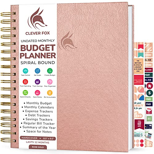 Clever Fox Budget Planner – Coiled Finance Book, Monthly Financial Journal, Budgeting Organizer & Expense Tracker Notebook, 8.5x9.5″ (Rose Gold)