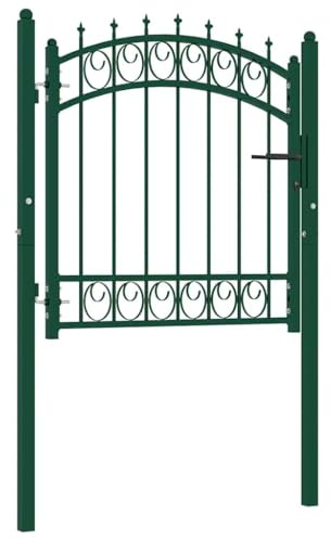 vidaXL Zauntor mit Spitzen Gartentor Gartentür Hoftor Gartenpforte Hoftür Zauntür Gartenzaun Tor Tür Pforte Metalltor Stahl 100x100cm Grün
