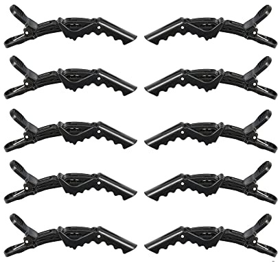 10 Pieces Crocodile Hair Sectioning Clips Barrette with Nonslip Grip Wide Teeth Professional Hairdressing Styling Clips for Salon (Black)