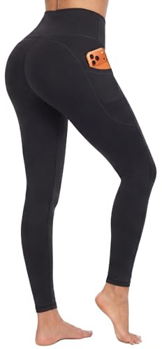DDOBB Sport Leggings Damen Mit Taschen High Waist Sporthose | Blickdicht Sportleggins Bauchweg, Push-Up-Effekt, Lang Yogahose Laufhose für Yoga, Fitness, Joggen