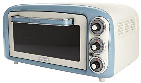 Ariete Vintage 97905 Mini Oven, 18 Litre Capacity, 1380 Watts, 3 Cooking Positions, Aluminium Baking Tray, 60 Minute Timer, Blue