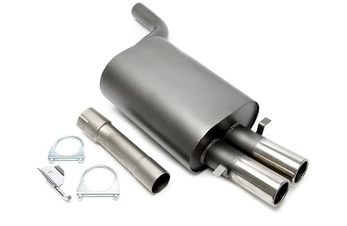 Sportendschalldämpfer Sportauspuff Endschalldämpfer Stahl 2x76mm rund gebördelt mit ABE für 5er E39 520i-528i 5/D - Eintragungsfrei - 1034163
