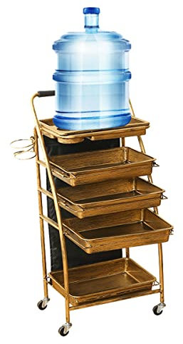 Friseurwagen Gold Retro Salon Lagerwagen mit 4-5 Schubladen Schwarz,mit Fönhalter Friseur Rollwagen Haare Spa Ablagefach Arbeitswagen Rollwagen Stapelboy 29X41X88CM
