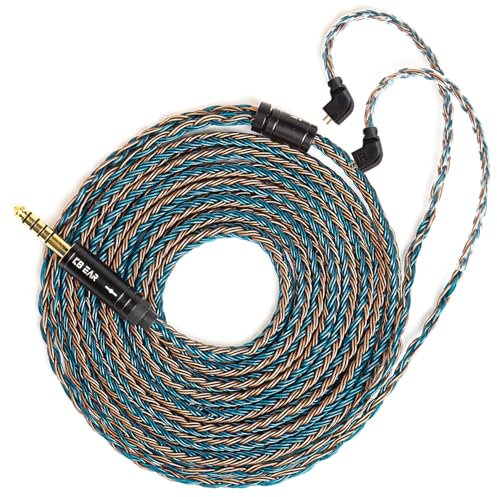 KBEAR ST16 Plus 2 Meter Detachable IEM Cable 16 Core 5N OCC Silver-Plated Long in-Ear Earphone Cable for HD414 HD650 HD600 Tin Audio T2 T2 PRO T3 T5 Westone TFZ Kinera Shozy Simgot (TFZ 4.4MM)