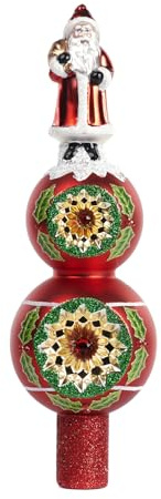 Goodwill Weihnachtsbaumspitze aus Glas, 33 cm, Rot und Grün
