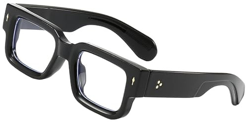 Teumire Thick Square Frame Glasses for Women Men Chunky Rectangle Non Prescription Blue Light Glasses Computer Eyeglasses(Black)