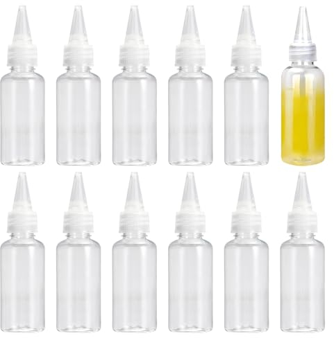 SRTSTR 12 Pezzi Bottiglia Squeeze Bottle di Plastica 20ml Bottiglie da Spremere Bottiglie di Plastica Trasparente Condimento Dispenser con Tappo per Liquidi Olio Ketchup Senape Maionese