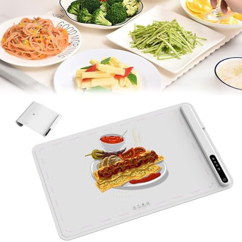 Vassoio scaldavivande elettrico,piastra scaldavivande pieghevole silicone nano-rivestito,cuscinetto scaldavivande con 3 livelli di temperatura regolabile,impermeabile resistente all'olio(38x38cm)