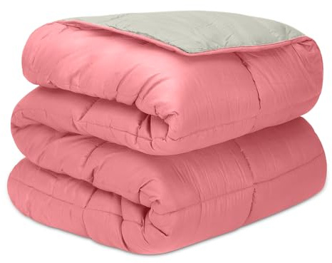 DECASATEXTIL -Edredon Nordico Bicolor Reversible - 400Gr/m2 - Cama 120/135/140 - Edredon Microfibra – Reversible- Suave, cómodo, Ligero y Transpirable – Rosa/Gris 240x240cm