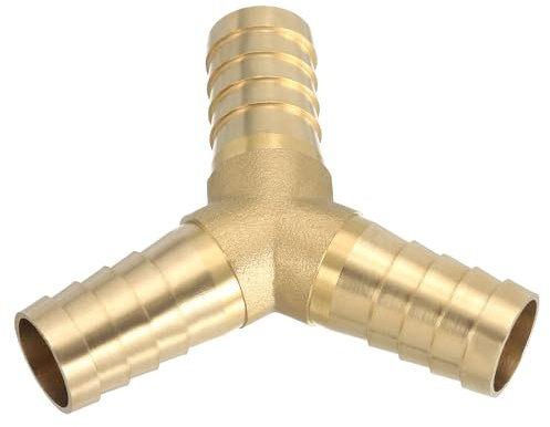 PATIKIL 19mm(3/4) Y Conector de Manguera de Latón, Recto Unión Acoplador Púas de Latón 2 Vías Conectores de Empalme Conexión para Tuberías de Agua y Combustible Grifo Jardín