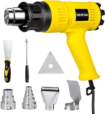 Carehabi Pistola Termica Professionale 2000W,Pistola Aria Calda con 50℃- 600℃ Temperatura Regolabile,per La Sverniciazione,Saldatura Contrazione
