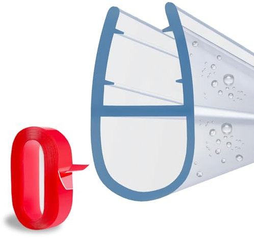 Junta mampara ducha | goma mampara ducha | perfil plastico mampara | goma mampara ducha puerta | para mampara bañera de 6-8mm | Ajustable | PVC rígido | color cristal transparente | MOELO A, 80 CM