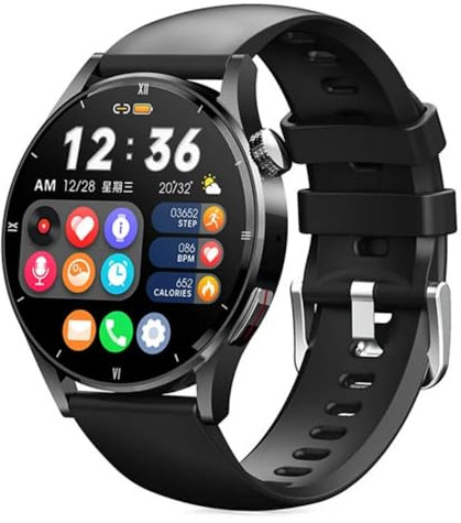 Ethelred QS39 Men Fashion Smart Watch Ai Voice Assistant Bluetooth Call Music Player 1.32inch Women Smartwatch Sport Fitness Tracker (Black Steel)