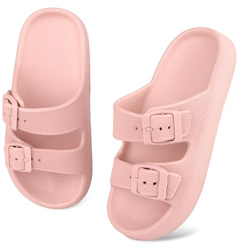 WYSFLY Kids Cloud Slides Boys Girls Adjustable Double Buckle EVA Flat Sandals Summer Pillow Slippers Shower Beach Pool Sliders