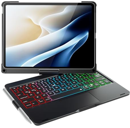 doqo Funda con Teclado para iPad Air 11 & Pro 11 con Trackpad,Rotación 360°