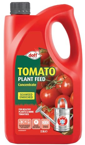 Doff Tomato Feed Concentrate – 2.5L Liquid Vegetable Plant Food for Healthy Growth of Tomatoes, Vegetables & Flowers – Seaweed Enriched – Encourages Root Development – Makes 750L Feed