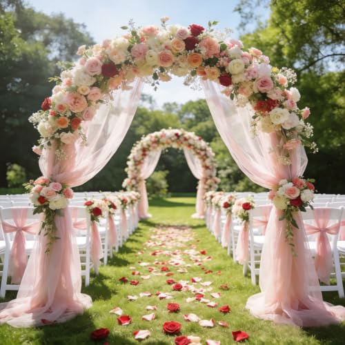5m x 160cm Organza Stoff, Tüll Rosa Meterware Soft Tüllstoff zum Nähen,Netzstoff Dekostoff für Arbor Hochzeit Vorhang Freihanddeko Torbogen Zeremonie