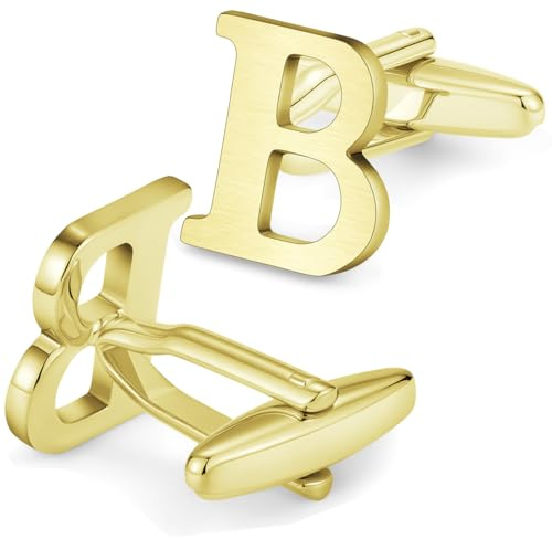HONEY BEAR Manschettenknöpfe Herren Initialen Personalisiert | Briefe Buchstabe, stahlbeschichtete Kupferbasis, anlaufgeschützt, Geschenk für Trauzeugen/Väter/Ehemänner, mit Box, Hochzeit
