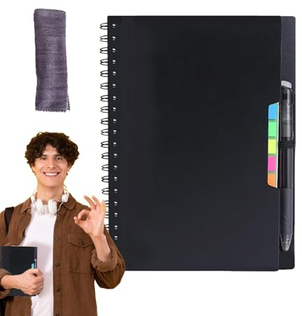 Cuaderno borrable inteligente - Papel de piedra mineral respetuoso con el medio ambiente, bloc de notas reutilizable, diseño conectado digitalmente, escritura impermeable | Equipo para estudiar