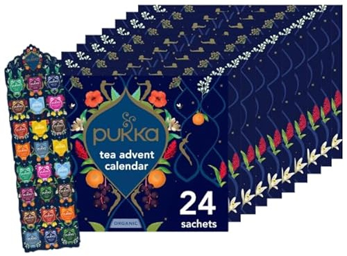 Pukka Herbs, Advent Calendar 2025 Organic Tea Selection, Ideal Secret Santa Christmas Gifts Idea For Women & Men, 24 Delightful Black/Green/Herbal Infusion Tea Bags (10 Pack)