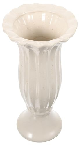 INOOMP Florero para Lápida de Cerámica Beige Estilo Urna Resistencia al Clima y No Fácil de Romper para Decoración Funeraria en Tumbas