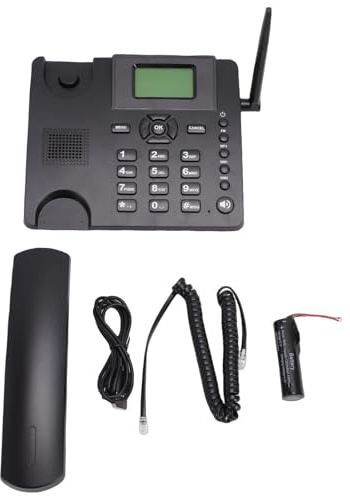 Ejoyous Telefono Cordless Fisso, GSM Telefono Fisso per Anziani con Antenna Senza Fili Selezione Rapida 50 Liste di Chiamate Radio Sveglia per Casa Ufficio Hotel