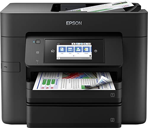 Epson WorkForce Pro WF-4740DTWF 4-in-1 Business Tintenstrahl-Multifunktionsgerät (Drucker, Scanner, Kopierer, Fax, ADF, WiFi, Ethernet, NFC, Duplex, Einzelpatronen, DIN A4), schwarz