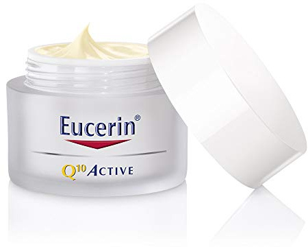 Eucerin Q10 ACTIVE Crema de Día para piel seca (50 ml), crema de cara antiarrugas e hidratante, fórmula enriquecida con Coenzima Q10, Vitamina C y E y Biotina para pieles secas y sensibles