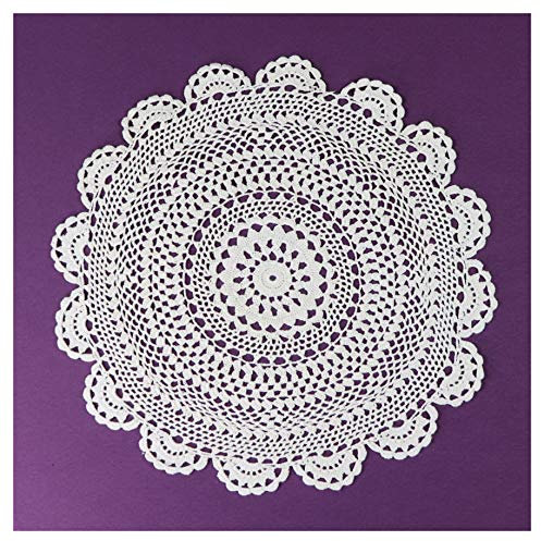Spitzendeckchen Häkeldeckchen Tischdecke Handarbeit Vollhäkel Deckchen Untersetzer Aufleger Landhaus Nostalgie Handarbeit 100% Baumwolle 30 cm Rund Ecru